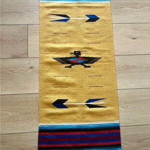 Yellow Woven Rug with Tribal Design